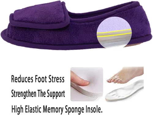 Vista 20 de Git-up -Pantuflas para mujer con diabetes/artritis/edema, cierre ajustable, espuma viscoelástica, punta abierta, extra ancha