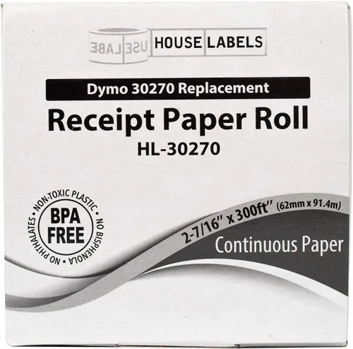 Vista 6 de Houselabels HL-30270 - Papel de recibo continuo compatible con Dymo de 2-7/16 x 300 pulgadas, 1 rollo, papel continuo Continuous Receipt Paper