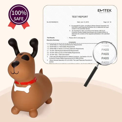 Vista 6 de INPANY Perro Saltarín Marrón Caballo Saltador para Niños Pequeños - Caballo Saltador Rebotante, Juguetes de Animales para Montar para Niñas y Niños