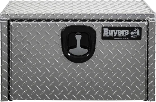 Vista 6 de Buyers Products 1705148 - Caja de camión de aluminio diamantado para debajo de la carrocería con pestillo de mango en T, 14 x 12 x 16 pulgadas