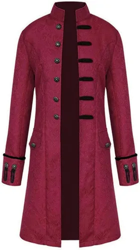 Vista 2 de WISHU Abrigo vintage steampunk para niños, disfraz de Halloween, pirata medieval, gótico, renacentista, chaqueta victoriana para niños