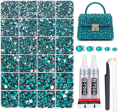 Vista 12 de 27000PCs Resin Rhinestones Kit, 2-6mm Crystal Diamond Gems with Picker Pencil, Tweezer & 2 Glue Bottles, Flatback Rhinestone Set for Diamond