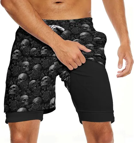 Vista 12 de CHILL·TEK Traje de baño para hombre con forro de compresión de secado rápido 2 en 1, traje de baño para playa