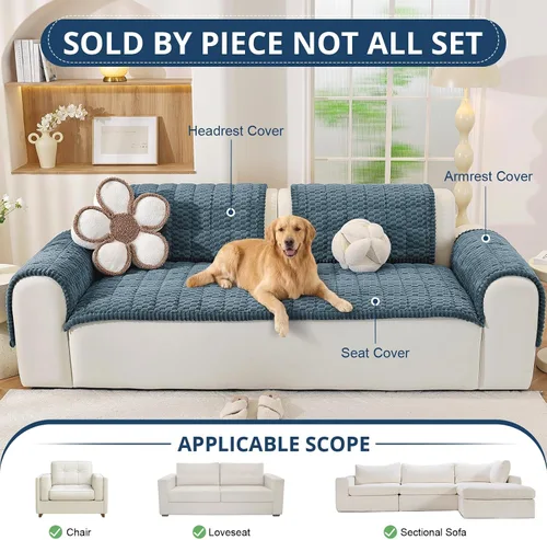 Vista 4 de OstepDecor Funda de sofá para perros, lavable, antideslizante, protector de Azul