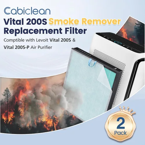 Vista 2 de Vital 200S-P Filtro de repuesto para removedor de humo LEVOIT Vital 200S Vital 200S-P purificador de aire, V-ital 200S-RF-SR (LRF-V201-BUS), azul