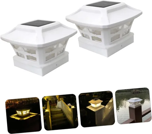 Vista 8 de 2 Pack Solar Pillar Lights, Waterproof Fence Post Cap Lamps for Garden