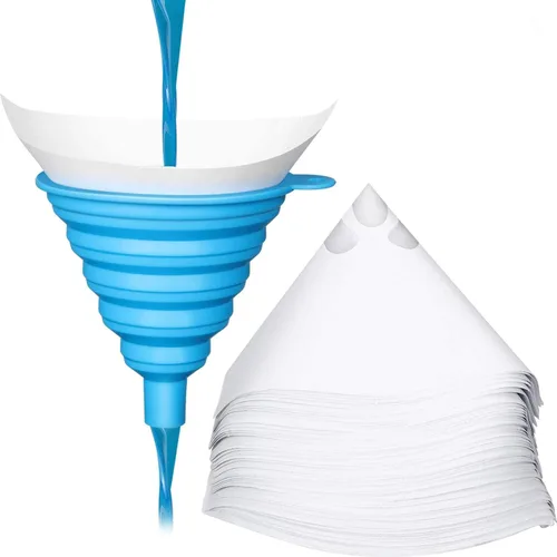 Vista 8 de Boao 50 paquetes de filtros de pintura de cono con puntas de filtro de 190 μm y 1 embudo de silicona, embudo de malla de nailon en forma de cono