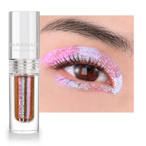 Vista 16 de CHARMACY Sombra de ojos líquida duocroma, aspecto metálico, juego de sombras de ojos con purpurina de larga duración, pigmentos metálicos, secado