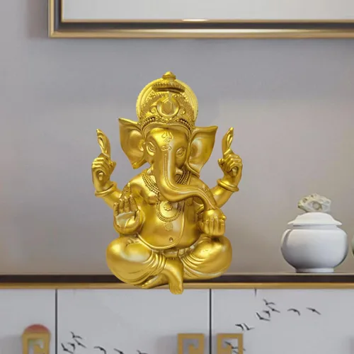Vista 2 de Estatua de Dios indio, Señor Ganesha, estatua de elefante hindú, esculturas de Buda de ídolo Ganpati, regalo hindú, templo para el hogar