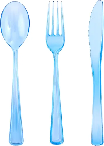 Vista 12 de WDF 180 cubiertos de plástico plateado – cubiertos de plástico plateado – cubiertos de plástico elegante resistente – 60 tenedores, 60 cuchillos, 60
