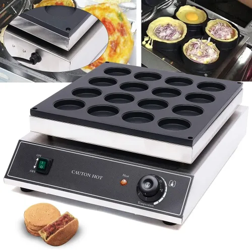 Vista 3 de LYNICESHOP Máquina de gofres de frijoles rojos, máquina eléctrica para hacer gofres de acero inoxidable, antiadherente, perilla de ajuste