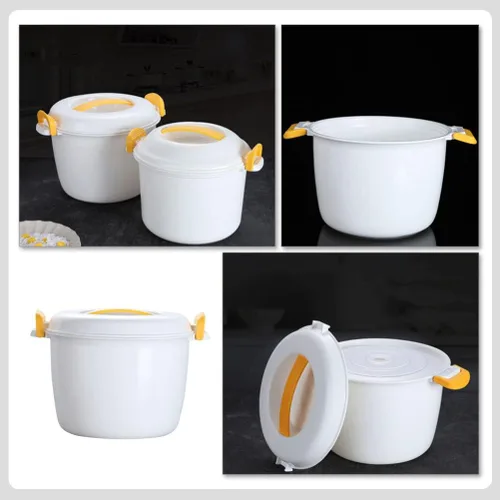 Vista 3 de UPKOCH Ollas de arroz para microondas, olla de vapor de arroz para microondas, recipiente para alimentos para microondas, recipiente para verduras