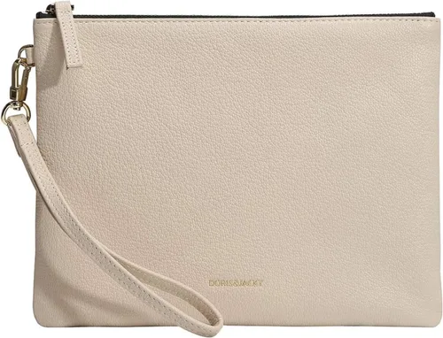 Vista 2 de blanco, marrón, cuero (Goatskin Clutch Off White+Brown Leather Top Handle Purter), Blanco, marrón