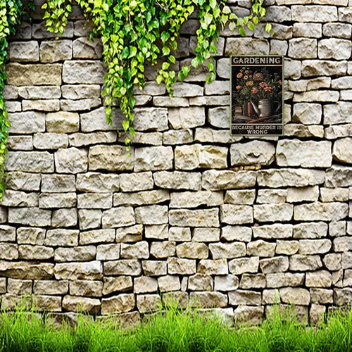 Vista 6 de YLUYINOM Letrero de metal de hojalata para jardín, jardín, porque el asesinato está mal, regalo para amantes de la jardinería, decoración de pared