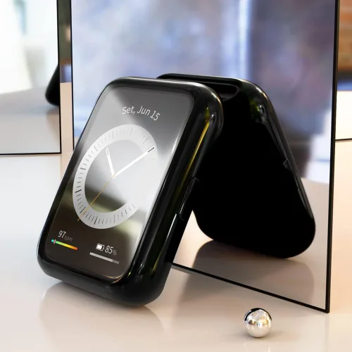 Vista 4 de Funda compatible con Huawei Watch Fit 2, funda protectora completa de TPU de alta transparencia plateada con protector de pantalla, antimanchas