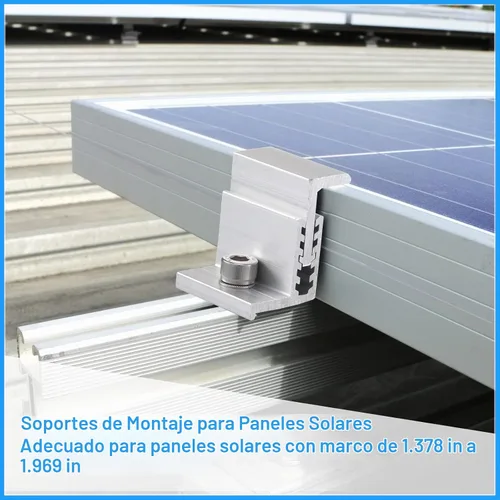 Vista 5 de Zhengmy 10 Abrazadera de extremo de panel solar Montaje en Z Abrazaderas medias Abrazaderas de extremo de riel de aluminio Clips Paneles ajustables