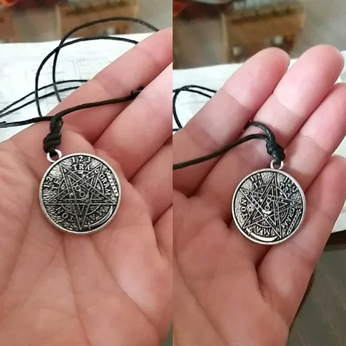 Vista 4 de My Shape Tetragrammaton Pentagram Pentagram Colgante Collar Wiccan Pagan Jewelry