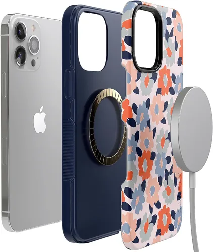 Vista 5 de Casely Funda para iPhone 13 Pro Campo de flores Floral pastel Diseño protector audaz Compatible con MagSafe