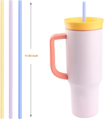 Vista 2 de Pajitas de repuesto compatibles con el vaso de viaje Owala de 40 onzas con asa, popote reutilizable de 12 pulgadas para Tal, vaso Rtic de 40 onzas