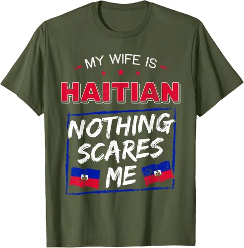Vista 80 de My Wife Is Haitian Republic of Haiti Heritage Roots - Camiseta con bandera, Negro, S