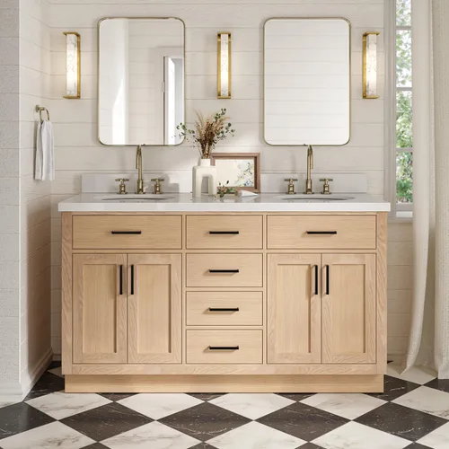 Vista 67 de ARIEL Hepburn - Tocador de baño de 30 pulgadas con fregadero, madera maciza, encimera y protector contra salpicaduras de cuarzo blanco puro de 1.5
