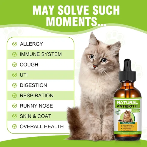 Vista 2 de Antibióticos naturales para gatos, antibiótico para gatos, multivitamínico para gatos, apoyo inmunológico, apoya el alivio de la picazón