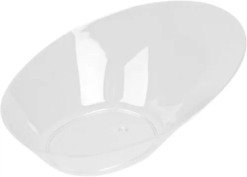 Vista 2 de Restaurantware 4 mini platos de degustación de 2.9 x 1.3 pulgadas, 50 mini platos de postre desechables, platos de plástico transparente con diseño