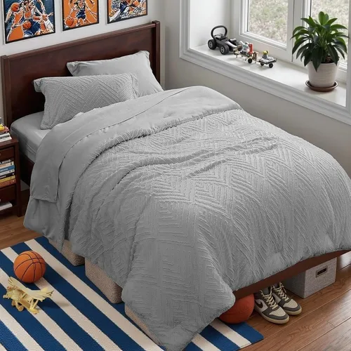 Vista 27 de Zzlpp Juego de edredón individual de 5 piezas, ropa de cama beige en una 01 - Beige