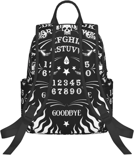 Vista 3 de SWEET TANG Mochila de viaje ligera para ciclismo, senderismo, para hombres y mujeres, Tatuaje Esqueleto Cráneo Tablero Negro, Mochilas de viaje