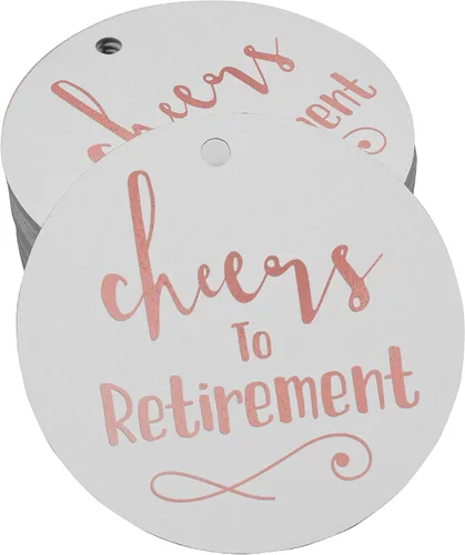 Vista 24 de Etiquetas de papel para colgar con texto en inglés "Cheers to Retirement Wall" (50 unidades)