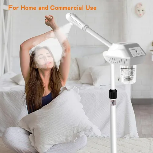 Vista 7 de Vaporizador facial profesional, vaporizador facial de ozono spa sobre ruedas, altura y ángulo ajustables, vaporizador de esteticistas más vapor