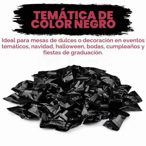 Vista 4 de Black Foils - Caramelos dulces y ácidos, bolsa de 1 libra de caramelos kosher con temática de color negro envueltos individualmente con sabor a
