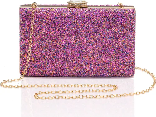 Vista 8 de CARIEDO Bolso de Mano Tipo Clutch con Lentejuelas para Mujer, Elegante Bolso de Noche con Purpurina Brillante, Cartera de Noche Llamativa