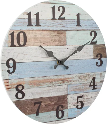 Vista 2 de Stonebriar - Reloj de pared de madera rústica, funciona con pilas, decoración de pared clásica de granja para la cocina, sala, dormitorio u oficina
