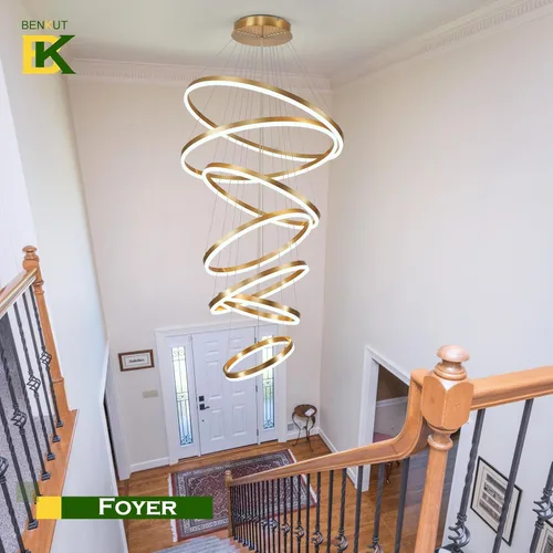 Vista 73 de Benkut Lámpara de Araña de Anillo LED Moderna Negra para Comedor, Lámpara de Araña de Techo Circular Empotrada Regulable con Control Remoto