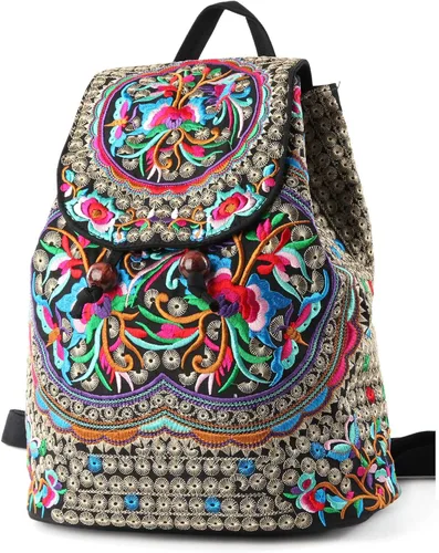 Vista 2 de Goodhan - Mochila de viaje para mujer, diseño clásico de bordado étnico