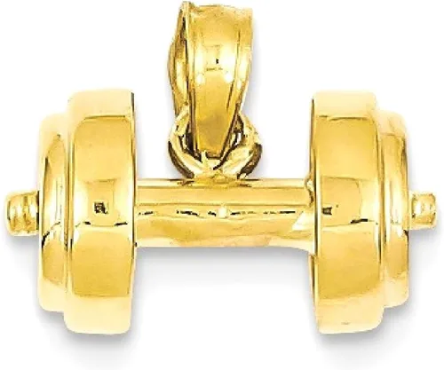 Vista 9 de Collar de barra individual de oro amarillo de 14 quilates, colgante de levantamiento de pesas deportivo, joyería fina para mujer, regalos para ella
