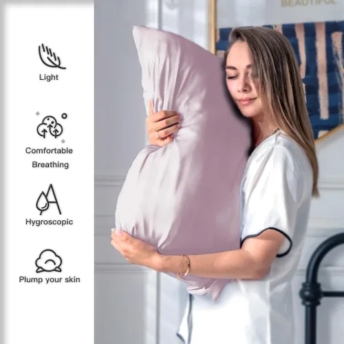 Vista 78 de Funda de almohada de seda para cabello y piel, suave, transpirable y sedosa, juego de fundas de almohada 100% tamaño estándar de 2 piezas, fundas