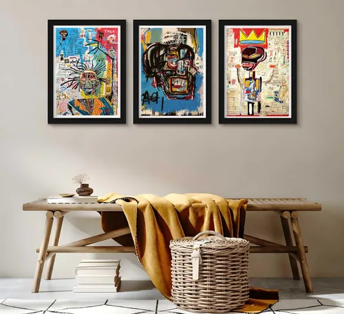 Vista 8 de 3 piezas de arte callejero de grafiti azul para decoración de pared, arte moderno, estética, lienzo, pintura, pintura abstracta, póster de hombre