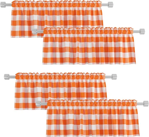 Vista 16 de 4 cenefas de cuadros de búfalo para ventanas de sala de estar, 16 pulgadas de largo, diseño clásico a cuadros a cuadros para dormitorio, baño
