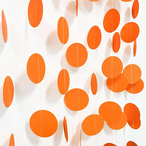Vista 8 de MIAHART Guirnaldas circulares de 52 pies con puntos circulares negros, guirnalda de papel para colgar en cumpleaños, graduación, decoración
