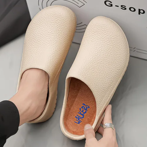Vista 3 de FLIOZY Zuecos de trabajo antideslizantes para mujer: sandalias de servicio de alimentos para hombres, cómodos zapatos de jardín para enfermeras