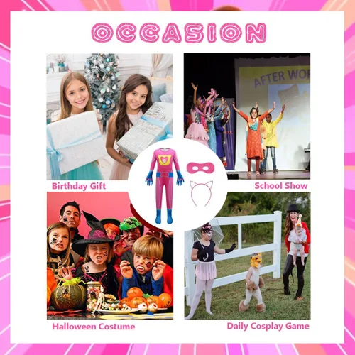 Vista 5 de Lindo disfraz de cosplay para niños con máscara y diadema, 3-10 años
