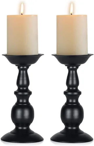 Vista 17 de NUPTIO Pillar Candle Holder Brass: Gold Tall Candles Stand for 3" Pillars Latón