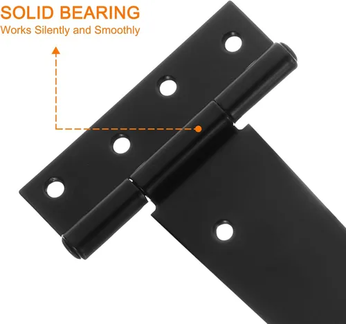 Vista 5 de uxcell 2 bisagras de puerta con correa en T, bisagras de puerta forjadas de 14 pulgadas, accesorios de hierro para granero de madera, cerca Negro