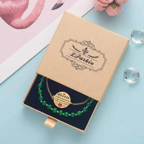 Vista 6 de LParkin Doble Cuenta Pulsera Abuela Acero Inoxidable, Regalo Original para Abuela, Obsequios Abuela Personalizados Cumpleaños
