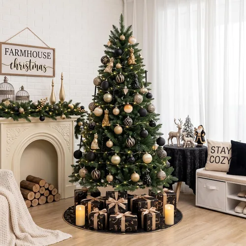 Vista 6 de DecorbyHannah - Adornos de Navidad de oro negro de 20 quilates, decoración Negro dorado