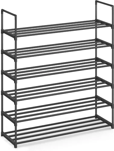 Vista 15 de SONGMICS Zapatero, Organizador de Zapatos de 2 Niveles, Estante de Almacenamiento de Metal, Vertical o Invertido, para 3-6 Pares, Apilable