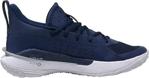 Vista 4 de Under Armour Curry 7 - Tenis de baloncesto para niños preescolares 3022114-100, BlancoNegroRojo