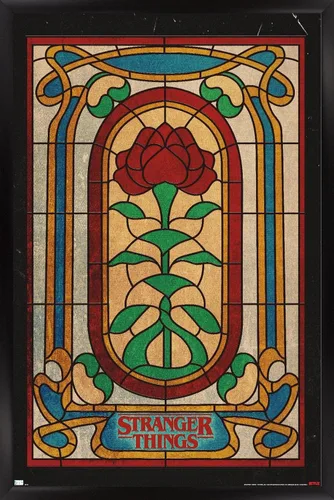 Vista 8 de Trends International Netflix Stranger Things: Season 4 - Póster de pared de vitrales, 14.72 x 22.37 pulgadas, versión enmarcada de madera de granero